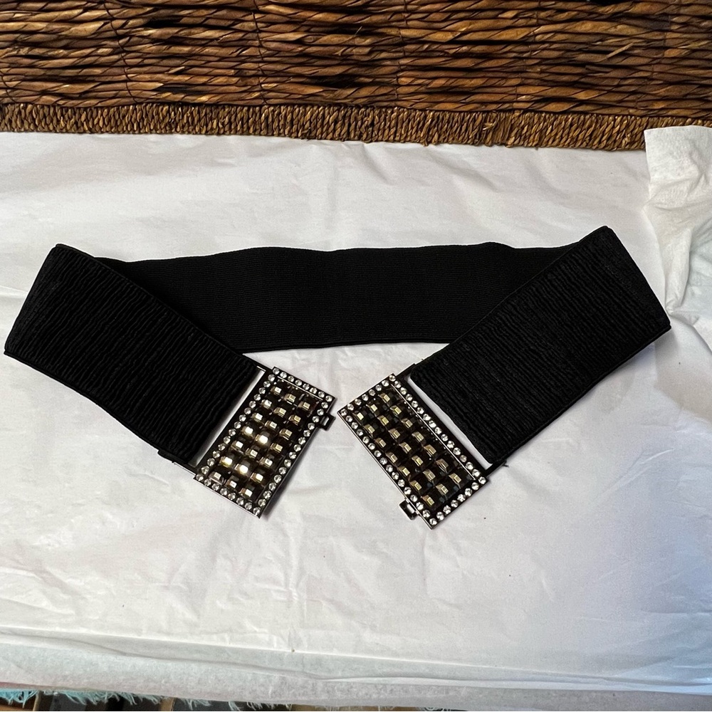 Y2K Stretch Belt With Rhinestone Clip Lock Buckle